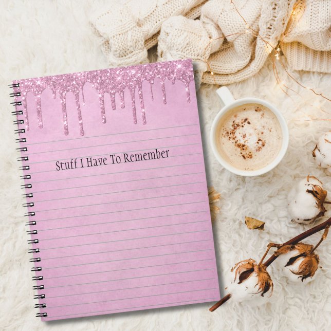 Rosa Dripping Glitter Girly Personlig Anteckningsbok (Pink Dripping Glitter Personalized Notebook)