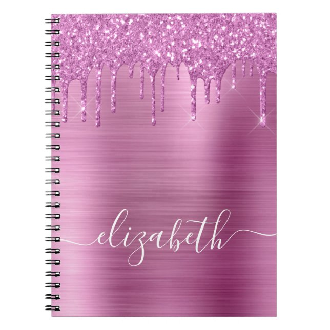Rosa Dripping Glitter Personlig Anteckningsbok (Framsidan)