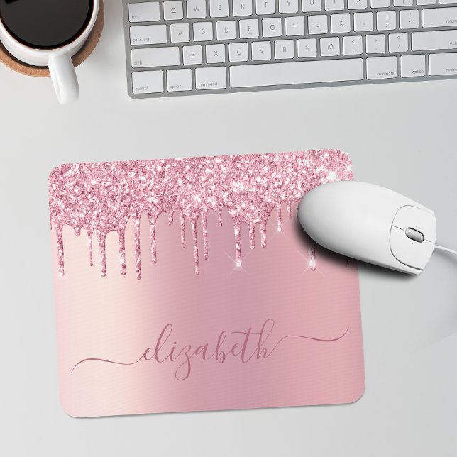 Rosa Dripping Glitter Personlig Musmatta (Skapare uppladdad)