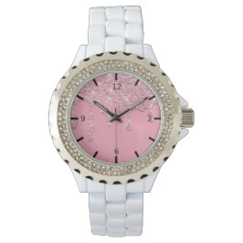 Rosa Dripping Glitter Watch Armbandsur