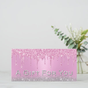 Rosa Drips Silver Glitter Gift Salon-certifikat