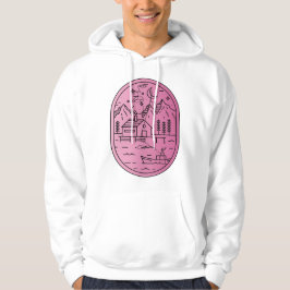 Rosa drömlikt sjöfrontshus - minimalistisk linjear hoodie