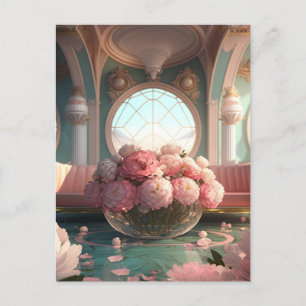 Rosa drömrum för peony vykort