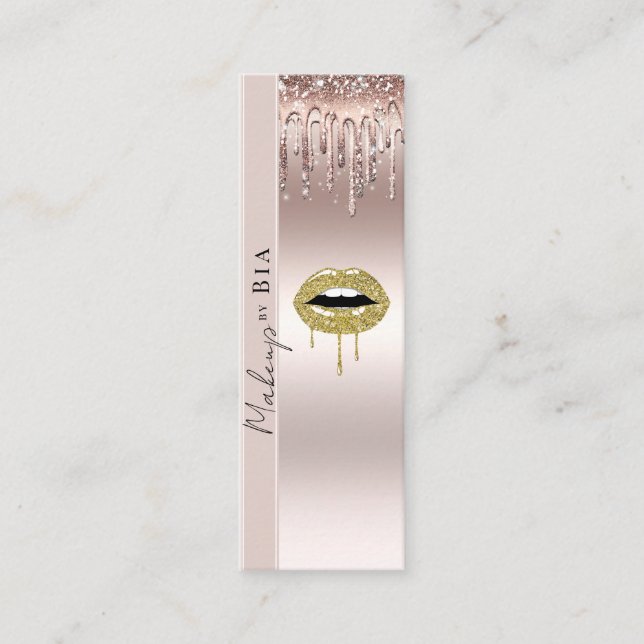 Rosa droppande falskt glitter Makeup Artist Mini Visitkort (Framsida)