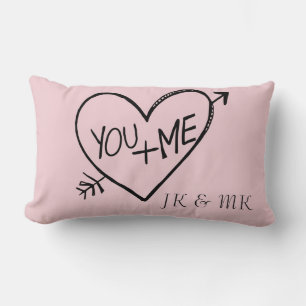 Rosa Du och Me Heart monogram Lumbarkudde