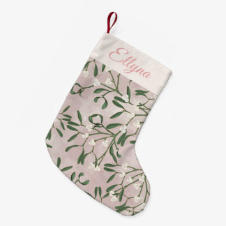 Rosa dubbel design mistel och fantasifull prydnads liten julstrumpa