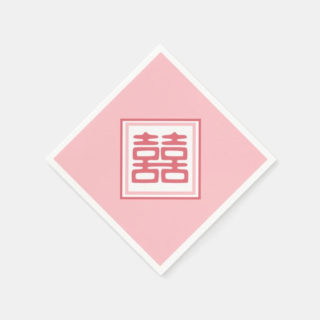 Rosa Dubbla Happity - Square Pappersservett (Hörn)