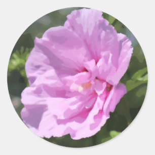 Rosa Dubbla Hibiscus Digital Flower Paeing Runt Klistermärke