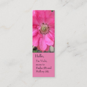 Rosa dubbla poppy mamma bokmärke mini visitkort