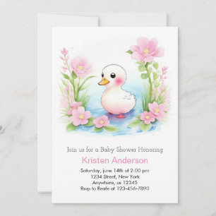 Rosa Duckling Stollig Baby Shower Inbjudningar