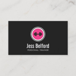 Rosa Dumbbell Logotyp, Personal Trainer, Fitness G Visitkort