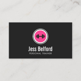 Rosa Dumbbell Logotyp, Personal Trainer, Fitness G Visitkort
