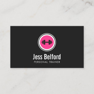 Rosa Dumbbell Logotyp, Personal Trainer, Fitness G Visitkort
