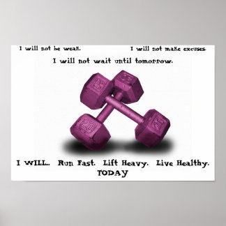 Rosa Dumbbells Levande friska Poster
