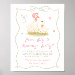 Rosa Dumma Anka Baby shower Hur Stor är Hennes Buk Poster