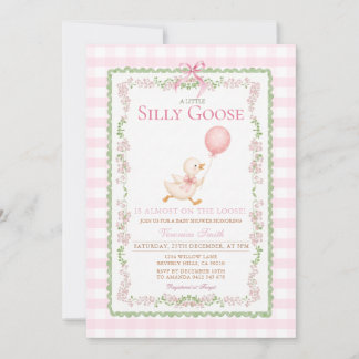 Rosa dumma gås baby shower Coquette Gås Inbjudningar