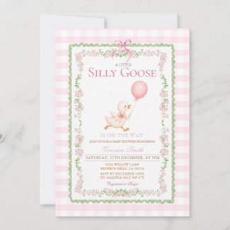 Rosa dumma gås baby shower Coquette Gås Inbjudningar