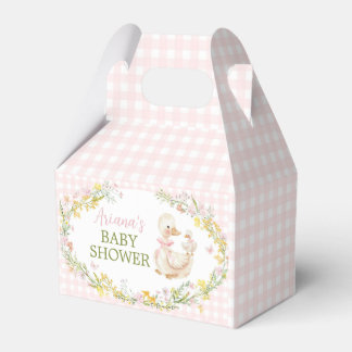 Rosa dumma gås blommig flicka baby shower presentaskar
