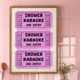 Rosa dusch-karaokebiljettaffisch poster