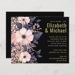  Rosa Dusty Blue Black Bröllop Blommigt Budget