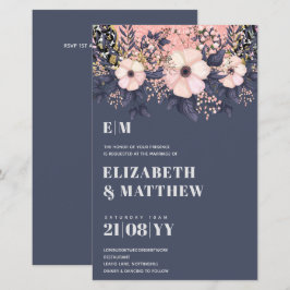  Rosa Dusty Blue Rosegold Blommigt Bröllop Chic