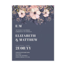  Rosa Dusty Blue Rosegold Blommigt Bröllop Chic