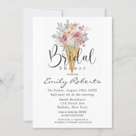 Rosa Dusty Blue Tan Ice Cream Cone Möhippa I Inbjudningar