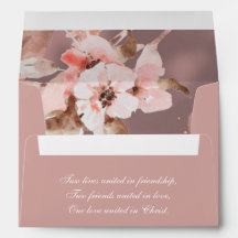 Rosa Dusty Ro Blommigt Returadress Bröllop