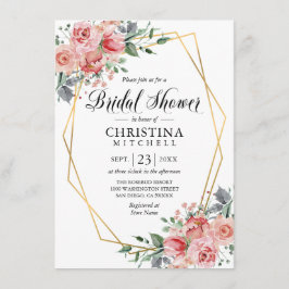 Rosa Dusty Ro Möhippa  Watercolor Blommigt Inbjudningar