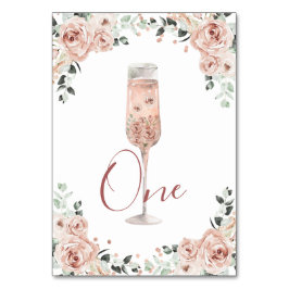 Rosa Dusty Ro Petals och Prosecco-Bordsnumret Bordsnummer
