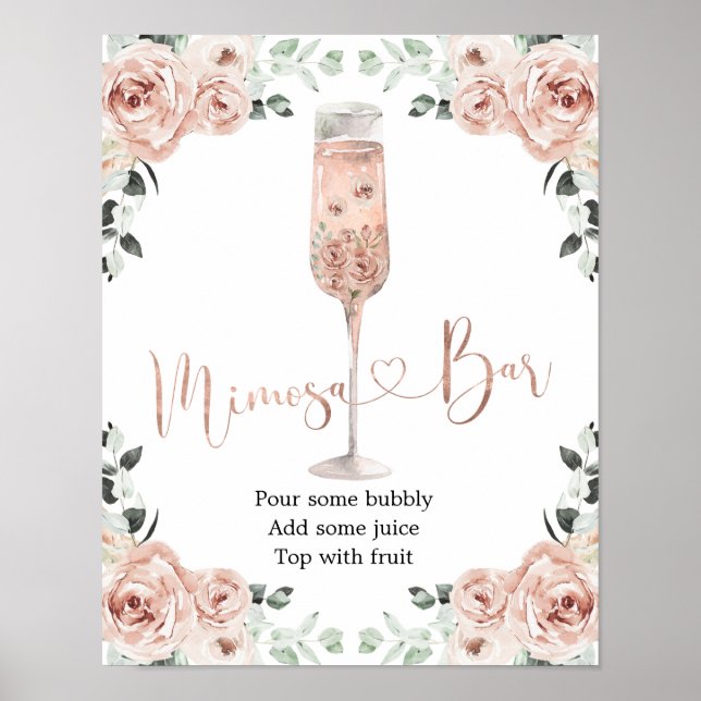 Rosa Dusty Ro Petals och Prosecco Mimosa Pub Poster (Framsidan)