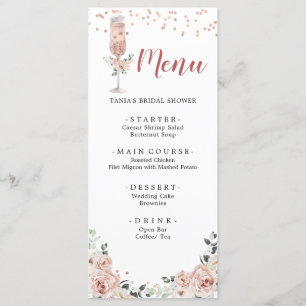 Rosa Dusty Ro Petals och Prosecco Möhippa Meny