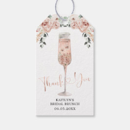 Rosa Dusty Ro Petals och Prosecco Tack Märkre Presentetikett