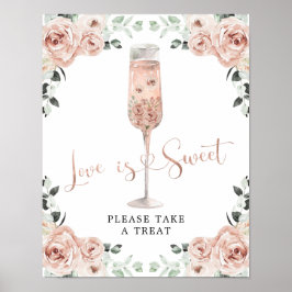 Rosa Dusty Ro Petals Prosecco Kärlek är Sweet Poster