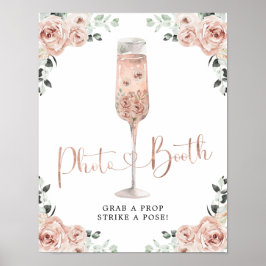 Rosa Dusty Ro Petals Prosecco Photo Booth-tecken Poster