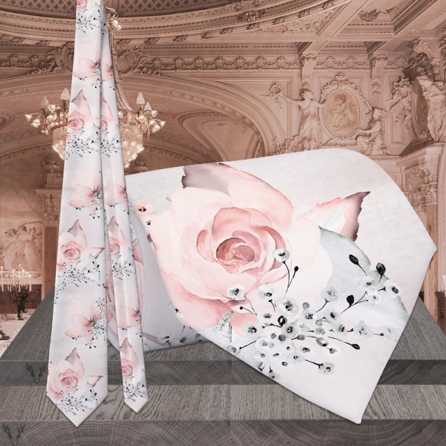  Rosa Dusty Ro Silver Grått Greenery Bröllop Slips (Skapare uppladdad)