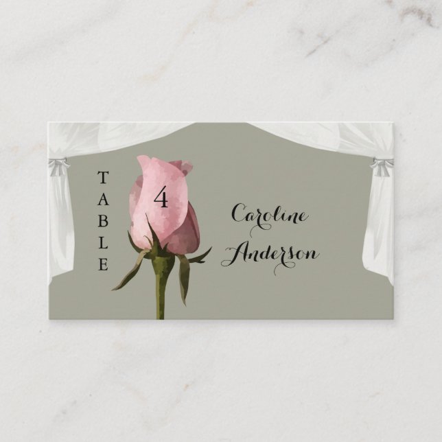  Rosa Dusty Sage Bröllop Bord-platskort Placeringskort (Framsida)