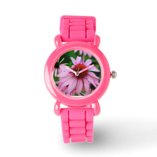 rosa echinacea-blomklocka armbandsur