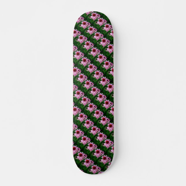 rosa echinacea-blommor på grönt skateboard (Framsida)