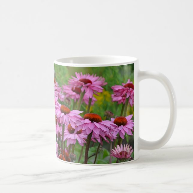 Rosa echinacea blomsterträdgård kaffemugg (Höger)