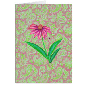 ROSA ECHINACEA PAISLEY HÄLSNINGSKORT