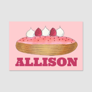 Rosa Eclair Fransk Choux Pastry Baking Patisserie Namnbricka