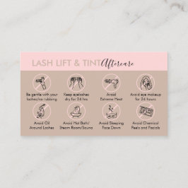 Rosa eftervårdsinstruktion för Lash Lift och Tint Visitkort