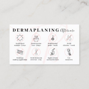 Rosa eftervårdsinstruktioner för Dermaplaning Visitkort