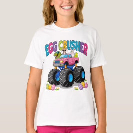 Rosa Egg Crusher Monster Lastbil Påsk T Shirt