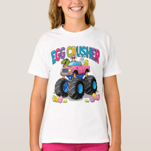 Rosa Egg Crusher Monster Lastbil Påsk T Shirt