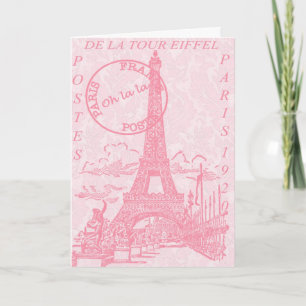 Rosa Eiffel hälsningkort Kort