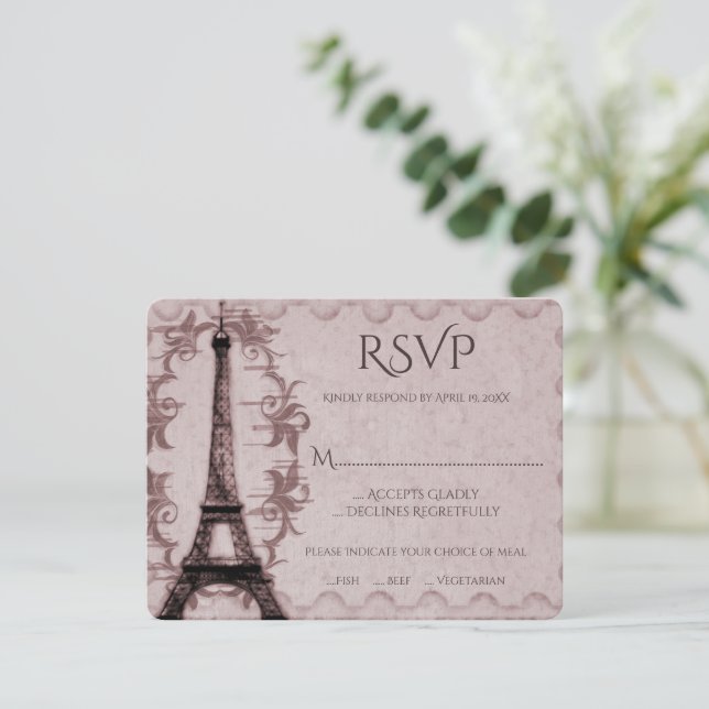 Rosa Eiffel Torn Bröllop OSA Card Kort (Stående Fram)