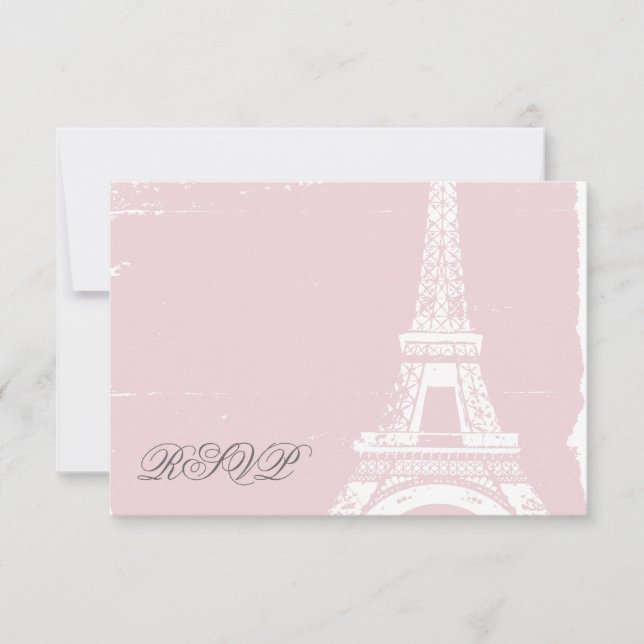 Rosa Eiffel Torn Bröllop OSA Cards (Framsida)
