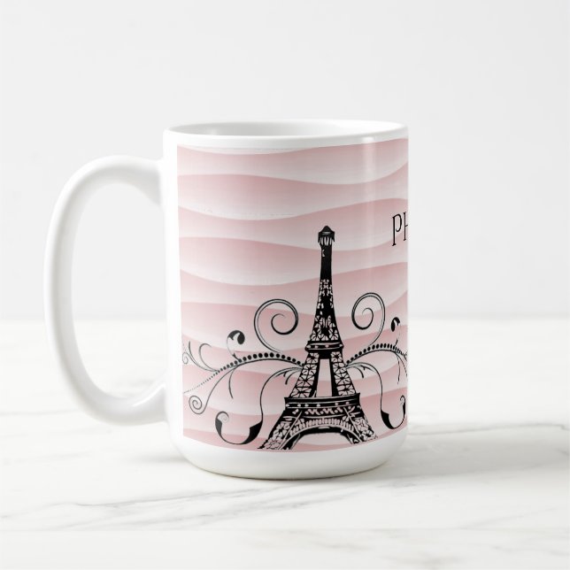 Rosa Eiffel Torn Flourish Coffee Mugg (Vänster)